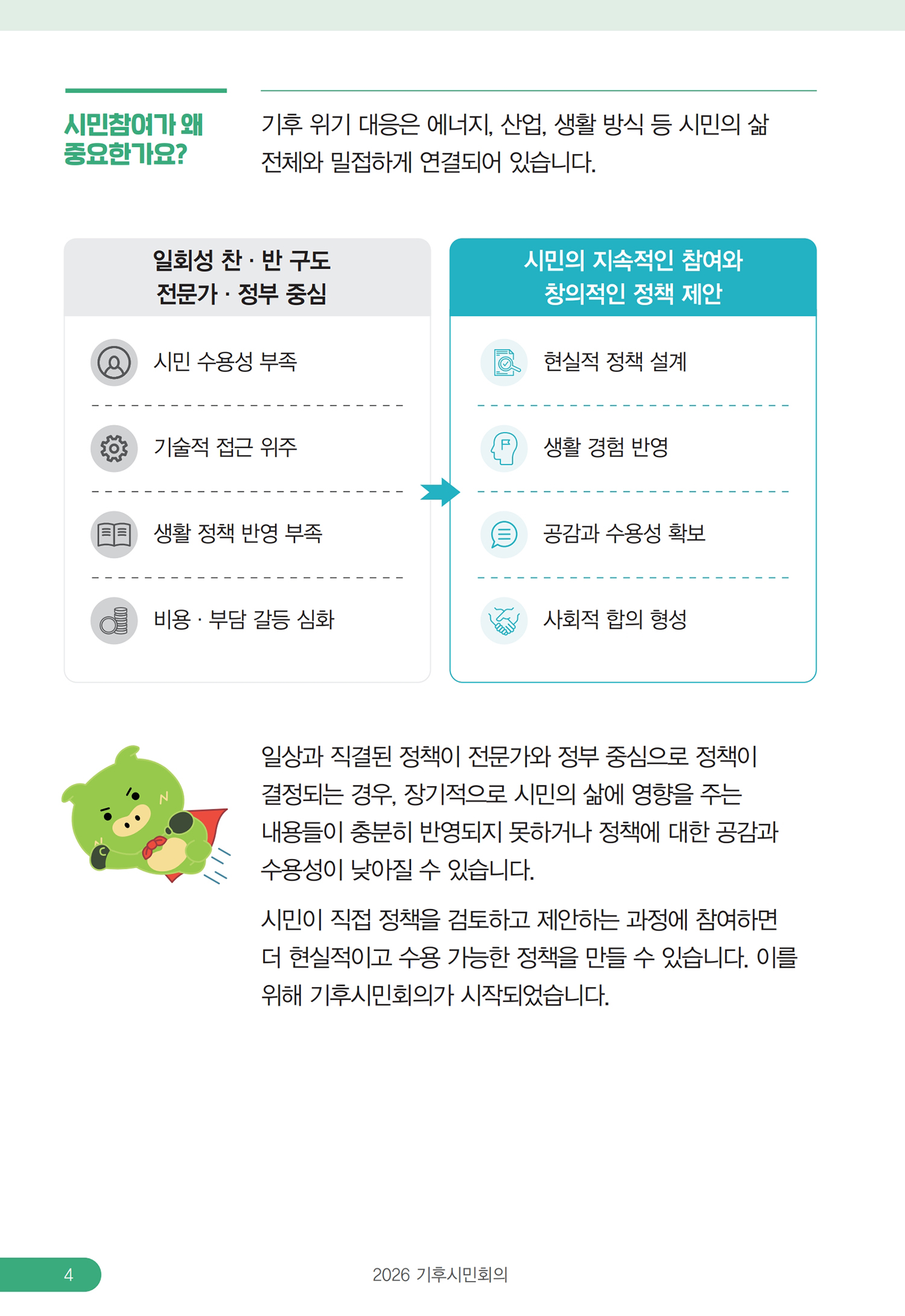 시민참여가 중요한 이유: 전문가·정부 중심 방식과 시민 참여 방식 비교