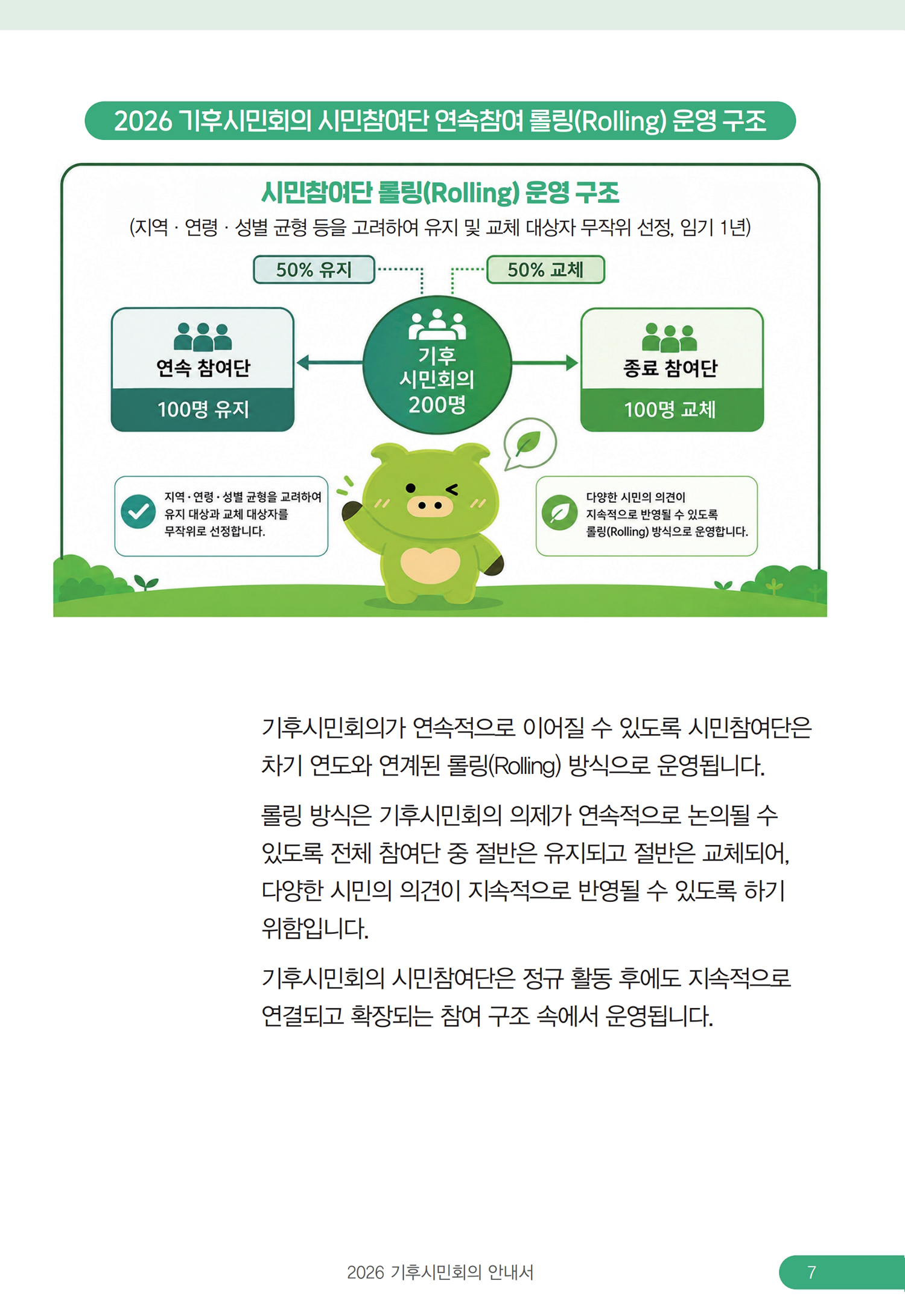 시민참여단 롤링(Rolling) 운영: 200명 중 매년 50% 유지·50% 교체